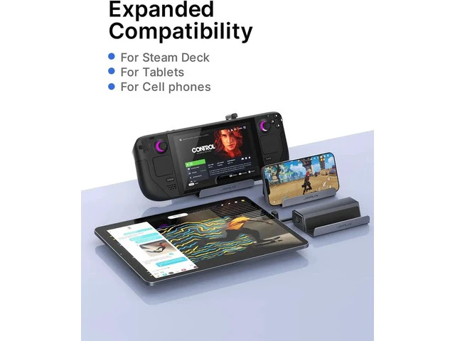 Alt view image 7 of 7 - Docking Station for Steam Deck/ROG Ally/Legion Go/MSI Claw, 5-in-1 Steam Deck Dock with HDMI 4K@60Hz, 100Mbps Ethernet, Dual USB-A 2.0 and 100W Charge Compatible with Steam Deck OLED-HB0602