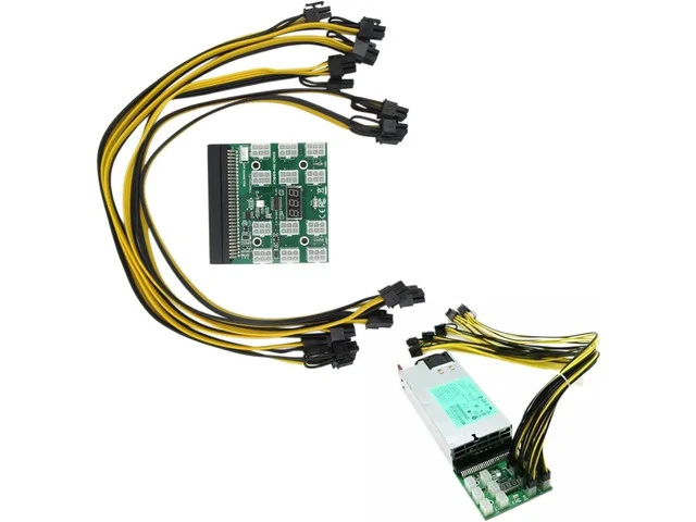Alt view image 4 of 6 - High Performance Durable Breakout Board Server Adapter PSU Power Supply for HP 1200W GPU Mining w/Cables Vicue