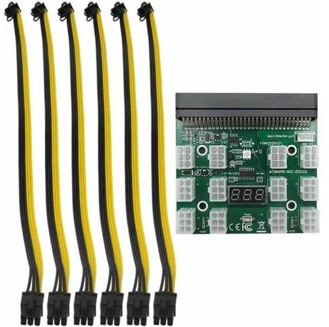 Alt view image 6 of 6 - High Performance Durable Breakout Board Server Adapter PSU Power Supply for HP 1200W GPU Mining w/Cables Vicue