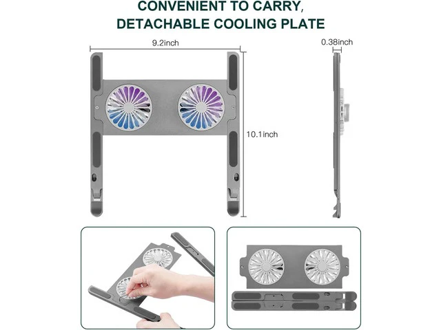 Alt view image 2 of 7 - Laptop Tablet Stand, Ergonomic Foldable Adjustable Computer Stand Laptop Tablet Holder with Dual High-speed Cooling Fan, Compatible with 11-17.3 inches MacBook Pro/Air, Dell, Lenovo, HP, Samsung