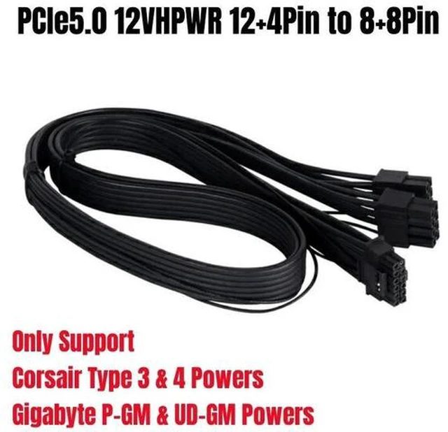 Main image of 12VHPWR Gen5.0 PCIe 5.0 600W 16Pin 12+4Pin to Dual 8Pin VGA GPU Power Cable ForCorsair Powers, Suppport High-end Graphic Cards
