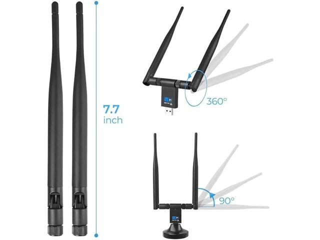 Alt view image 3 of 5 - 1200Mbps Wireless WiFi Adapter 2.4G 5G USB3.0 WiFi Dongle 802.11ac Network Adapter Support Windows XP/10/8/8.1/7/Vista/2