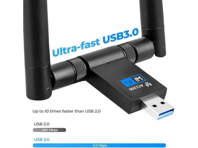 Alt view image 4 of 5 - 1200Mbps Wireless WiFi Adapter 2.4G 5G USB3.0 WiFi Dongle 802.11ac Network Adapter Support Windows XP/10/8/8.1/7/Vista/2