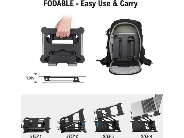 Alt view image 2 of 7 - Adjustable Laptop Stand for Desk, Jansicotek Computer Stand for Laptop, Ergonomic Aluminum Laptop Riser Stand for 10-17 inch Laptop, Z19-Black
