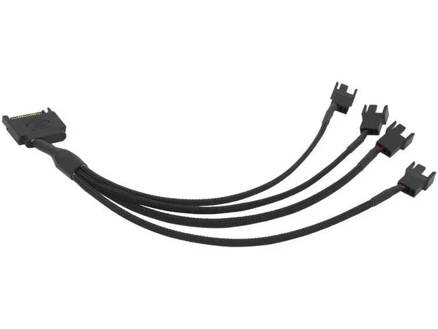 Alt view image 3 of 5 - Black Sleeved 4Pin IDE M-olex to 4 x 4 Pin PWM Fan Power Splitter Cable, Cooler Cooling PWM Fan Cable(27CM)
