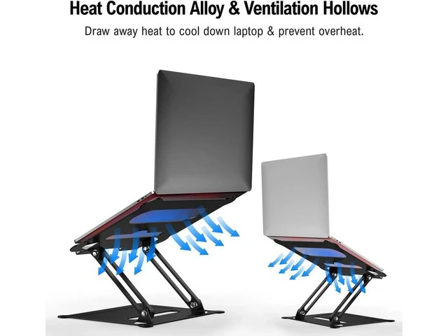 Alt view image 5 of 7 - Adjustable Laptop Stand for Desk, Jansicotek Computer Stand for Laptop, Ergonomic Aluminum Laptop Riser Stand for 10-17 inch Laptop, Z19-Black