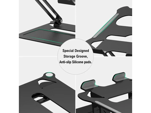 Alt view image 6 of 7 - Adjustable Laptop Stand for Desk, Jansicotek Computer Stand for Laptop, Ergonomic Aluminum Laptop Riser Stand for 10-17 inch Laptop, Z19-Black