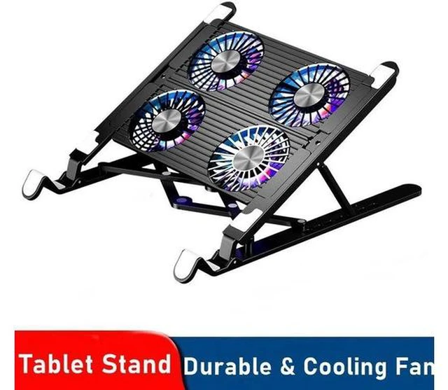 Main image of Laptop Tablet Stand with 4 High-speed Cooling Fan, Adjustable Laptop Tablet Stand for Desk, Compatible with MacBook Air Pro, Dell, Hp and More All 11-17.3 Inches Tablet or Laptop Notebook