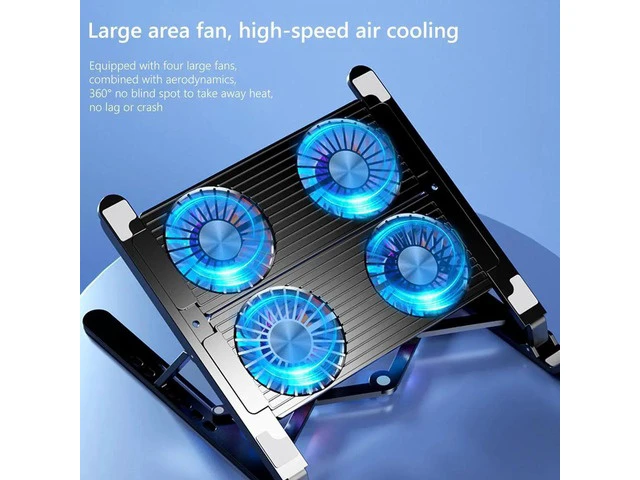 Alt view image 2 of 7 - Laptop Tablet Stand with 4 High-speed Cooling Fan, Adjustable Laptop Tablet Stand for Desk, Compatible with MacBook Air Pro, Dell, Hp and More All 11-17.3 Inches Tablet or Laptop Notebook