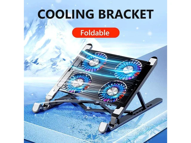 Alt view image 5 of 7 - Laptop Tablet Stand with 4 High-speed Cooling Fan, Adjustable Laptop Tablet Stand for Desk, Compatible with MacBook Air Pro, Dell, Hp and More All 11-17.3 Inches Tablet or Laptop Notebook