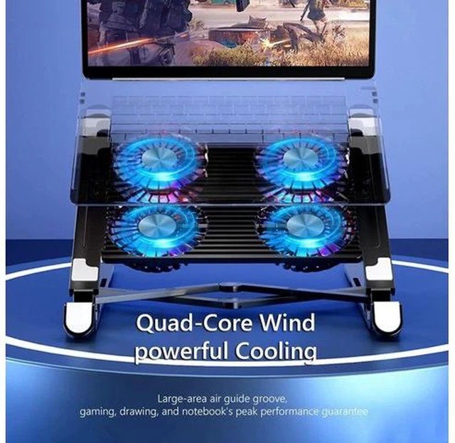 Alt view image 6 of 7 - Laptop Tablet Stand with 4 High-speed Cooling Fan, Adjustable Laptop Tablet Stand for Desk, Compatible with MacBook Air Pro, Dell, Hp and More All 11-17.3 Inches Tablet or Laptop Notebook