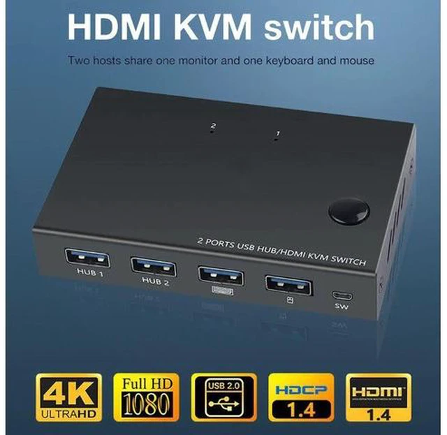 Main image of 4 port KVM Switch 4K USB KVM Switcher 4 in 1 out 4KX2K/30HZ win10/8/mac os. PC laptop