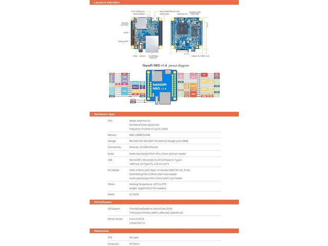 Alt view image 4 of 5 - NanoPi NEO Open Source Allwinner H3 Development Board Super Raspberry Pie Quad-core Cortex-A7 DDR3 RAM 512MB Run Ubuntu Core