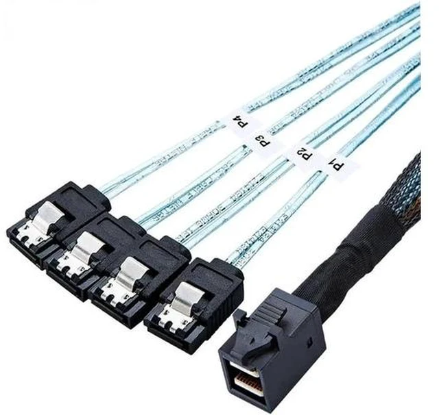 Main image of HD Mini SAS 12G SFF-8643 To SATA Cable Adapter,Internal SFF 8643 Motherboard Controller To 4 SATA Hard Drive Converter(0.5m)