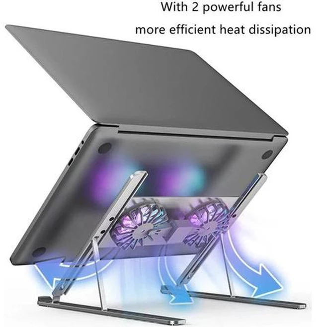 Main image of Adjustable Laptop Tablet Stand for Desk with 2 High-speed Cooling Fan for Laptop Tablet, Ergonomic Foldable Laptop Tablet Riser Stand for All 11-17.3 Inches Tablet or Laptop Notebook