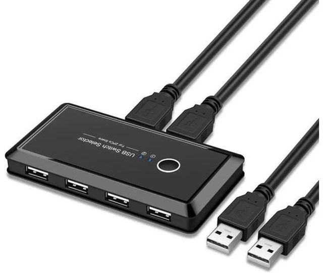 Main image of KVM Switch Box 3.0 2.0 Switcher 2 Port PCs Sharing 4 Devices for Keyboard Mouse Printer Monitor Switch Selector