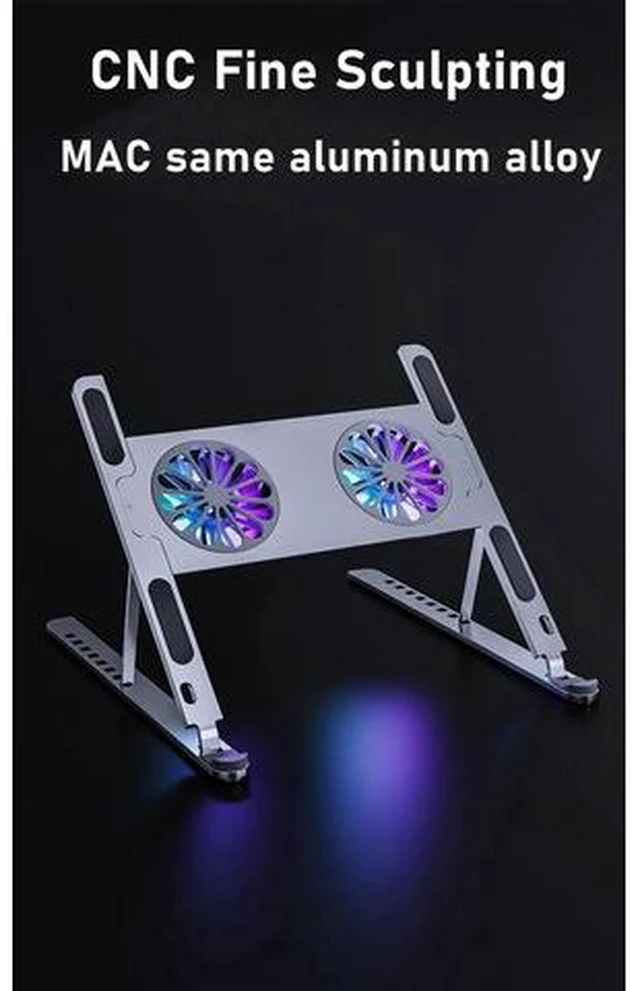 Main image of Laptop Tablet Stand, Foldable Computer Stand with Dual High-speed Cooling Fan, Ergonomic Adjustable Laptop Tablet Riser Compatible with All Laptop Tablets 11-17.3" Laptop Tablets MacBook Pro