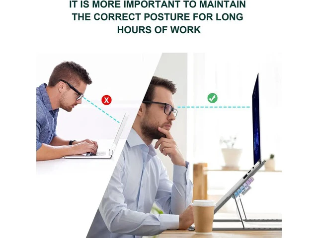 Alt view image 4 of 7 - Laptop Tablet Stand, Foldable Computer Stand with Dual High-speed Cooling Fan, Ergonomic Adjustable Laptop Tablet Riser Compatible with All Laptop Tablets 11-17.3" Laptop Tablets MacBook Pro