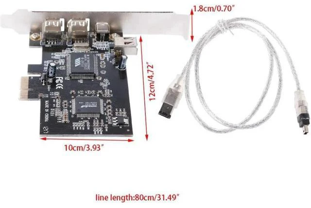 Main image of 1 Set PCI-e 1X IEEE 1394A 4 Port(3+1) Firewire Card Adapter With 6 Pin To 4 Pin IEEE 1394 Cable For Desktop PC