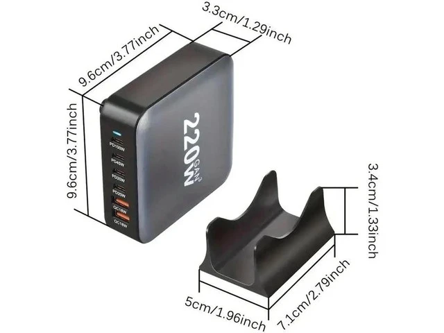 Alt view image 4 of 7 - 6-Prots USB C Charger 220W Portable Charger USB Type-C Charger Compact GaN III Fast Charger USB C Fast Charging Block for MacBook Pro/Air, iPad Pro, iPhone 16 15 14 Pro