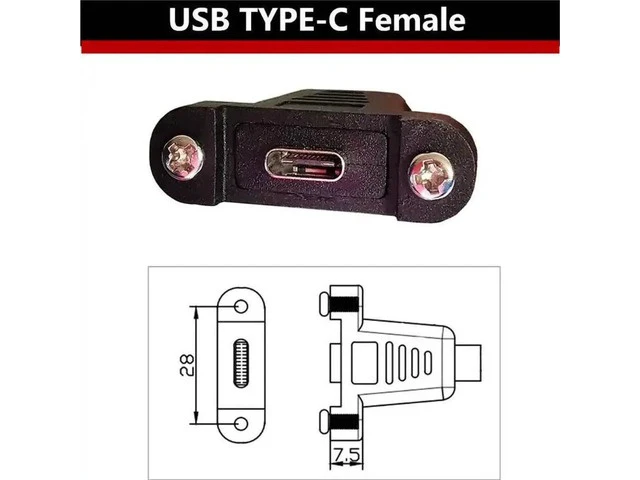 Alt view image 2 of 5 - 30CM USB C Type-C male to female extension data cable 90 degree right-angle extension cable with panel screw hole 480Mbps