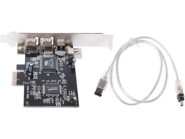 Alt view image 5 of 5 - 1 Set PCI-e 1X IEEE 1394A 4 Port(3+1) Firewire Card Adapter With 6 Pin To 4 Pin IEEE 1394 Cable For Desktop PC