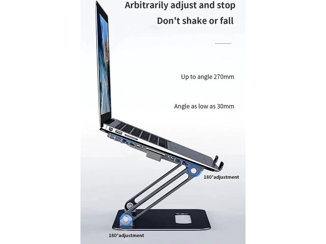 Alt view image 3 of 7 - Laptop Tablet Stand,Aluminum Foldable Computer Stand with Dual High-speed Cooling Fan, Ergonomic Adjustable Laptop Cooling Pad Compatible with All Laptop Tablets 11-17.3" Laptop Tablets MacBook Pro