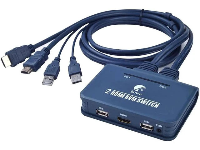 Alt view image 7 of 7 - KVM Switch Button Switcher USB Port With Cable For Monitor Keyboard Mouse Usb Manual Kvm Switch