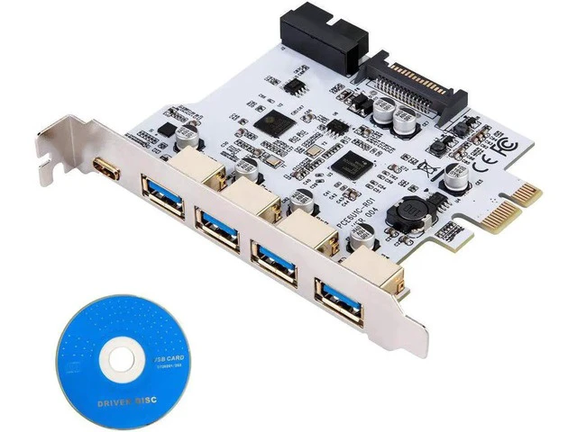 Alt view image 4 of 5 - On Card USB 3.0 PCI-E Type C Expansion Card PCI Express PCI-E to USB 3.0 Controller 5Port + 1Port USB 3.1 PCI-E Card Adapter
