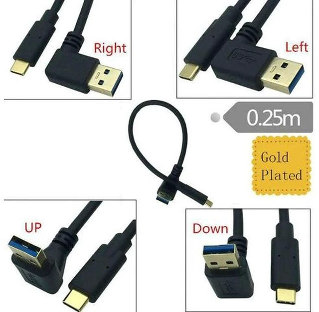 Main image of Type-C to USB3.0 male Extension cable 90 Degree Angled usb 3.1 Data Sync & Charge Cable