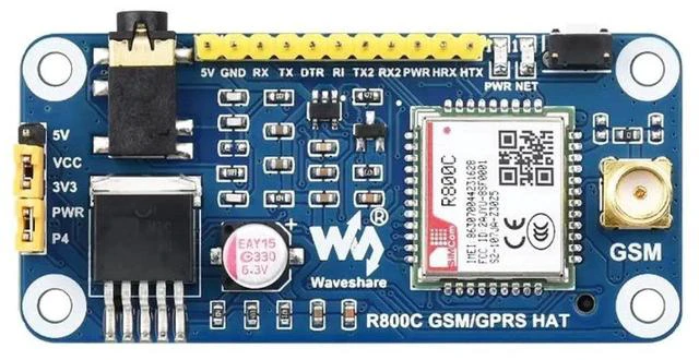 Main image of R800C GSM/GPRS HAT for Raspberry Pi Series & Jetson Nano, Support 2G Communication, Phone Call & SMS