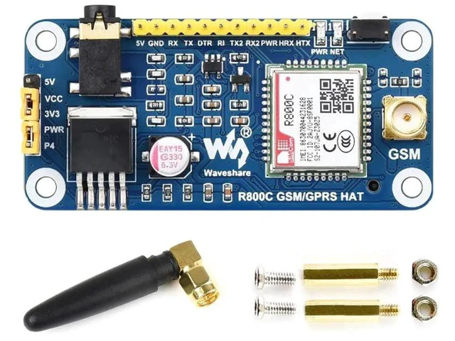 Alt view image 4 of 5 - R800C GSM/GPRS HAT for Raspberry Pi Series & Jetson Nano, Support 2G Communication, Phone Call & SMS