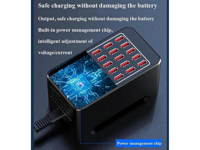 Alt view image 2 of 7 - 30 Ports USB Charger, 150W 30A Desktop USB Charging Station with iSmart Multiple Port, Compatible Smartphones,Tables,and More Devices - Black