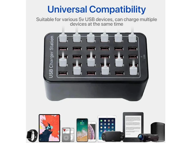 Alt view image 5 of 7 - 30 Ports USB Charger, 150W 30A Desktop USB Charging Station with iSmart Multiple Port, Compatible Smartphones,Tables,and More Devices - Black