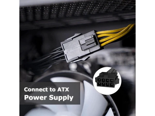Alt view image 2 of 7 - Akasa 8-Pin to 8+4-Pin Power Adapter Cable | Converts 8-pin ATX PSU to 8+4 pin ATX Motherboard Power Connectors | Black | 15cm | AK-CBPW22-15