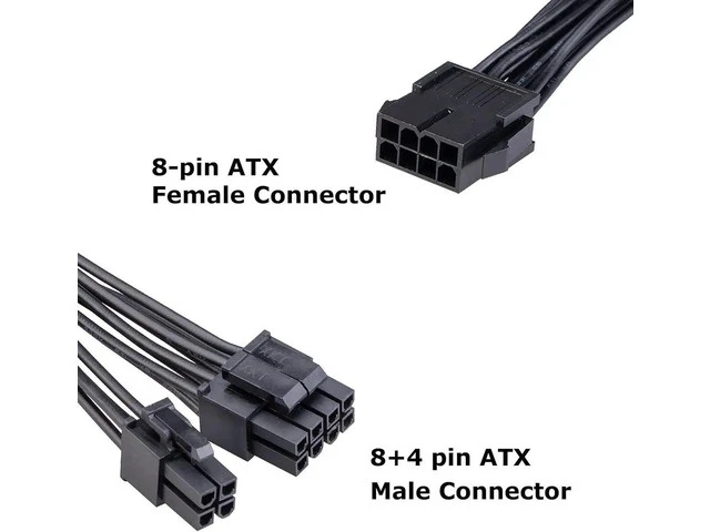 Alt view image 5 of 7 - Akasa 8-Pin to 8+4-Pin Power Adapter Cable | Converts 8-pin ATX PSU to 8+4 pin ATX Motherboard Power Connectors | Black | 15cm | AK-CBPW22-15
