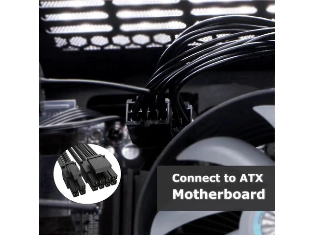 Alt view image 7 of 7 - Akasa 8-Pin to 8+4-Pin Power Adapter Cable | Converts 8-pin ATX PSU to 8+4 pin ATX Motherboard Power Connectors | Black | 15cm | AK-CBPW22-15