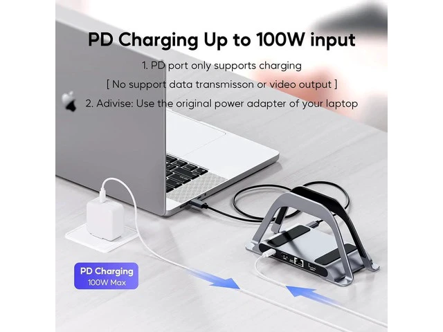 Alt view image 5 of 7 - MacBook Docking Station, USB C Docking Station with Vertical Bracket Compatible with MacBook Pro and Air with 4K HDMI, 3 USB, SD/TF, PD3.0, RJ45 Ethernet, Audio for HP/Dell/Lenovo Laptops