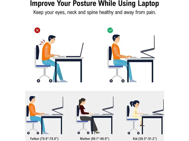Alt view image 7 of 7 - Laptop Stand, Ergonomics Aluminum Laptop Riser, Foldable Computer Stand, Adjust Laptop Holder Stand for Macs and laptops ,Z19-Silver