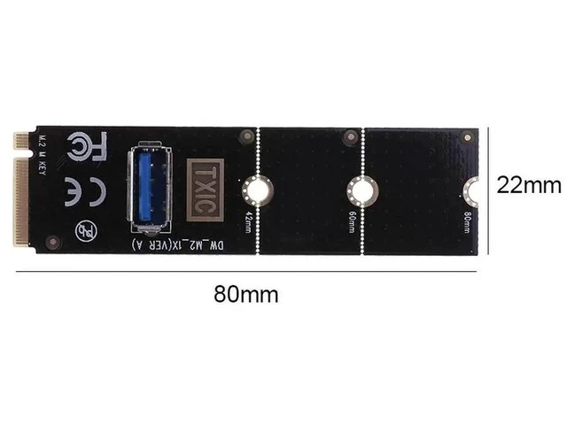 Alt view image 4 of 6 - Black Fully Compatible NGFF To USB3.0 Adapter Card M.2/NGFF to USB3.0 Port Converter Adapter Graphic Card Cable Extender Card