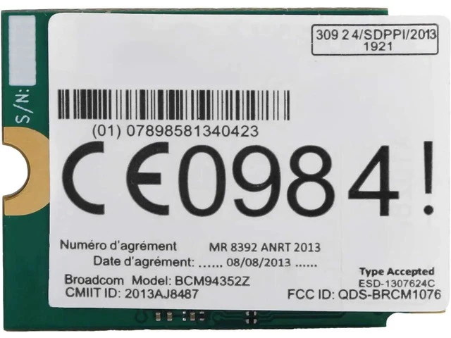 Alt view image 4 of 7 - Wireless Network Card BCM94352Z Wireless Dual Band WiFi Card NGFF M.2 Bluetooth4.0 802.11ac WLAN Adapter with Antenna (2 External Antenna Cables)