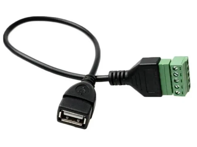 Alt view image 3 of 5 - USB 2.0 Type A Male/Female to 5 Pin Screw cable USB Jack with Shield USB2.0 to Screw Terminal Plug