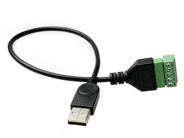 Alt view image 5 of 5 - USB 2.0 Type A Male/Female to 5 Pin Screw cable USB Jack with Shield USB2.0 to Screw Terminal Plug