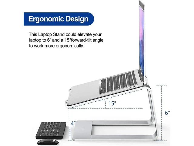 Alt view image 5 of 7 - Laptop Stand, C08LS Adjustable Laptop Stand for Desk, Aluminum Computer Stand, Detachable Laptop Riser Stand Compatible with MacBook Air Pro, Dell, Hp and More 10-16" Laptops-Silver