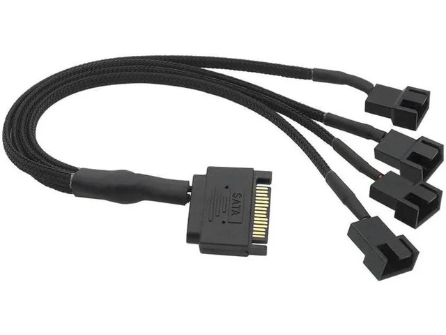 Alt view image 5 of 5 - Black Sleeved 4Pin IDE M-olex to 4 x 4 Pin PWM Fan Power Splitter Cable, Cooler Cooling PWM Fan Cable(27CM)