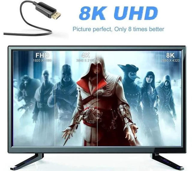 Alt view image 5 of 7 - DP Fiber Optic Cable 65ft, Displayport 1.4 Fiber Optic Cable, High Speed 32.4 Gbps Support 8K@60Hz 4K@120Hz, DP1.4 Fiber DP to DP Cable Gold Plated, Black