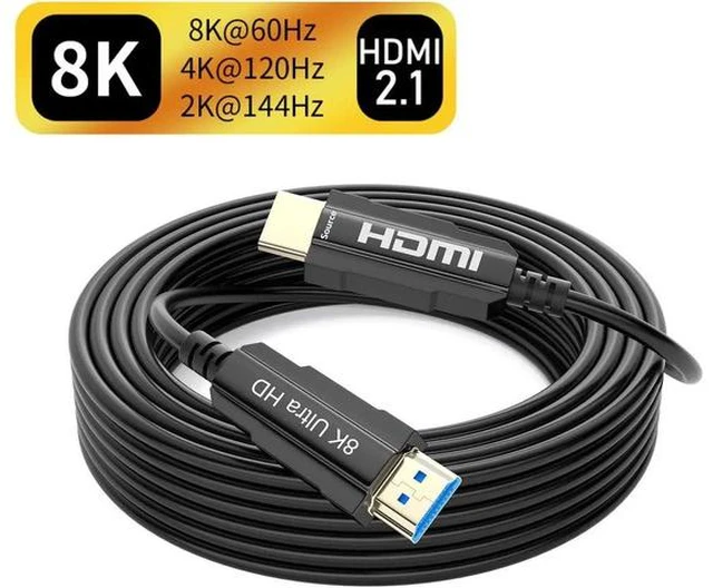 Main image of 65FT 8K Optical Fiber HDMI 2.1 Cable,Jansicotek Support 8K@60Hz 4K@120Hz Dynamic HDR 10, eARC, HDCP2.2, 4:4:4 7680x4320 Resolution, 48Gbps Bandwidth HDMI Fiber Optic Long cable in-Wall