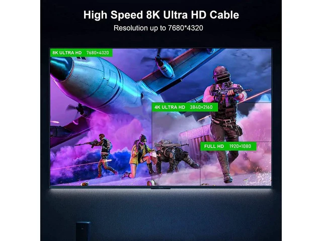 Alt view image 7 of 7 - 33FT 8K AOC Optical Fiber HDMI 2.1 Cable, Support 8K@60Hz 4K@120Hz Dynamic HDR 10, eARC, HDCP2.2, 4:4:4 7680x4320 Resolution, 48Gbps Bandwidth Optic Fiber HDMI 2.1 Cable for PS5/PS4/8K TV