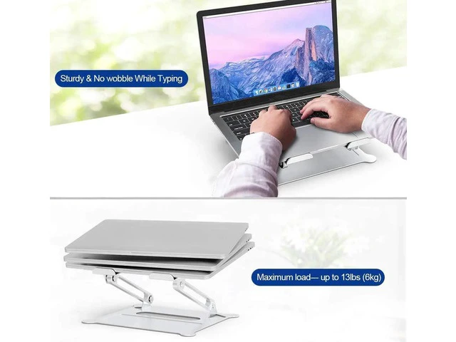 Alt view image 4 of 7 - Laptop Stand, Aluminum Foldable Computer Stand, Ergonomic Adjustable Laptop Riser Compatible with All Laptops 10-17" MacBook Pro, iPad Air(Z19-Silver)