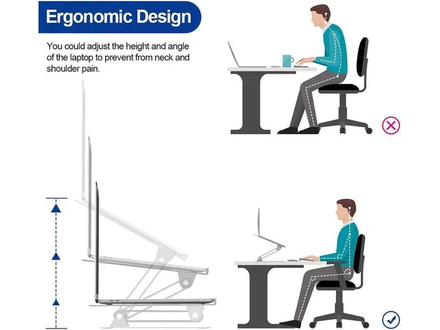 Alt view image 3 of 7 - Laptop Stand, Aluminum Foldable Computer Stand, Ergonomic Adjustable Laptop Riser Compatible with All Laptops 10-17" MacBook Pro, iPad Air(Z19-Silver)